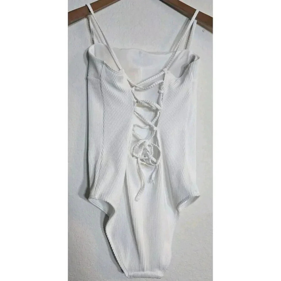 HOLLISTER Swim One Piece LARGE Ribbed Strappy Back Rainbow Pride Bathing Suit - Picture 1 of 12